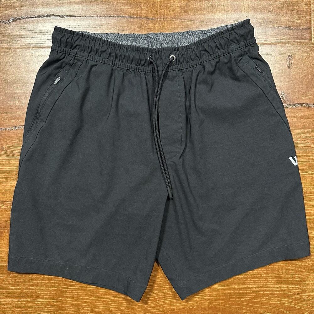 Vuori Train Tech Shorts Mens M 7" Black Woven Athletic Performance Gym Running